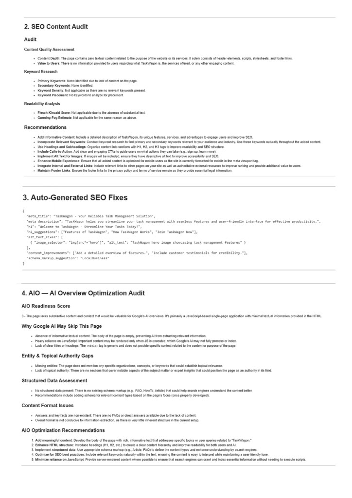 Full AI Search Audit workflow proof